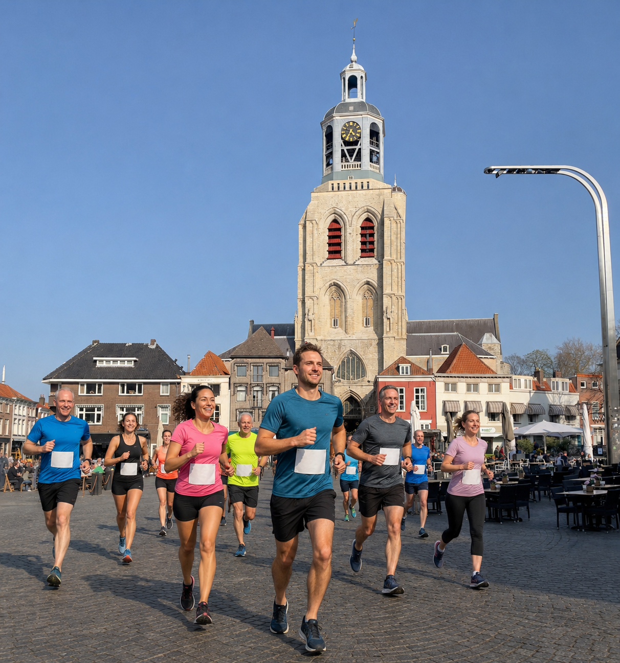 Groep hardlopers voor historische kerkgebouw - Bergen op Zoom