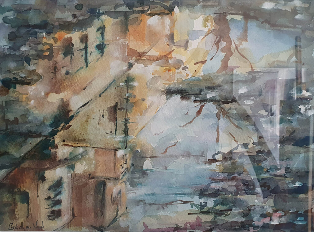 Abstracte aquarel van stedelijk landschap - Bergen op Zoom