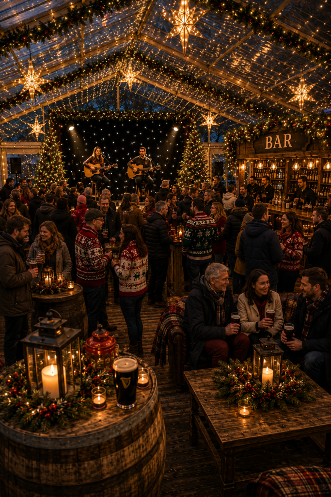 Gezellige kerstmarkt met livemuziek en mensen - Bergen op Zoom