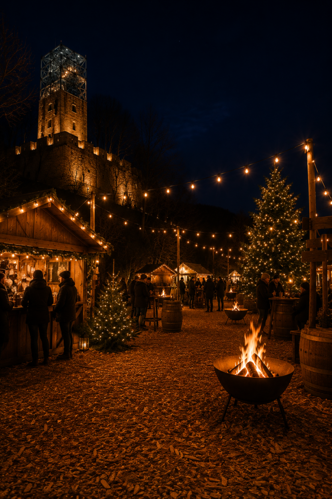 Kerstdorp met gezellige verlichting en vuur - Bergen op Zoom